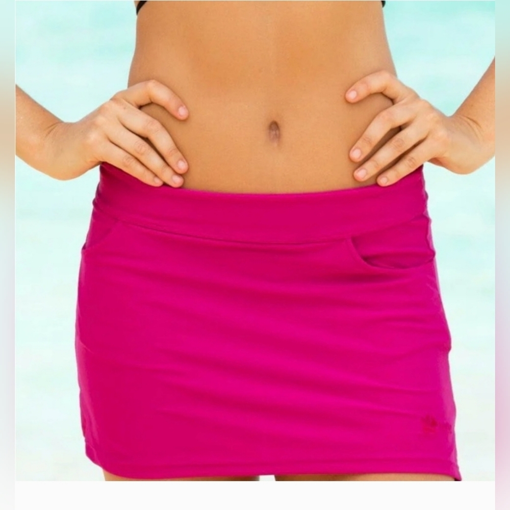 Hapari Raspberry Pink Straight Mini Swim Skirt with Pockets SPF 50 Size XS